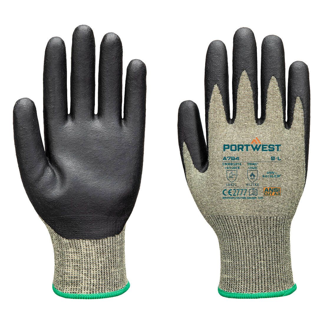 FR Arc Cut C18 Level 2 Glove, L, R, Green/Black