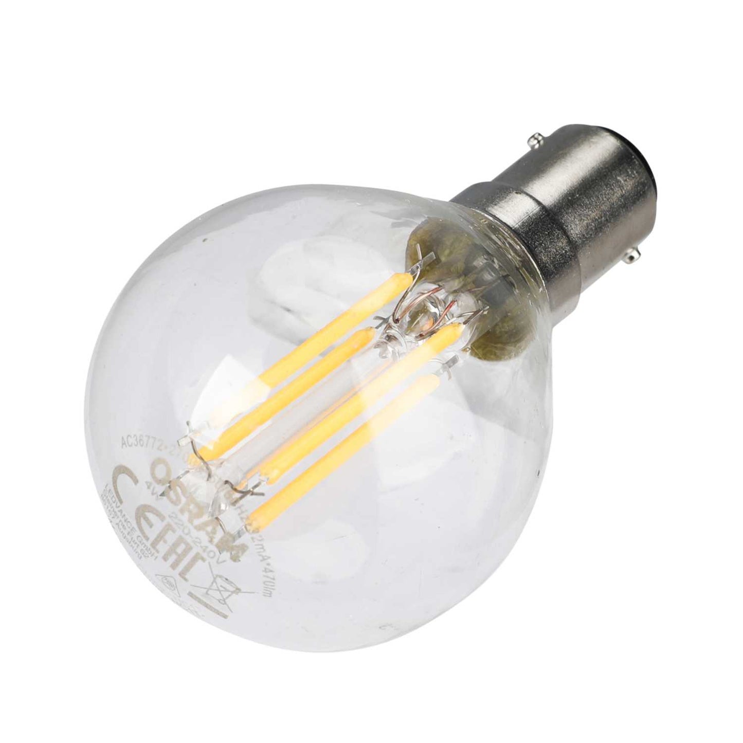 Ledvance Classic 4W SBC LED Non Dimmable Filament Golf Ball Lamp Clear 2700K