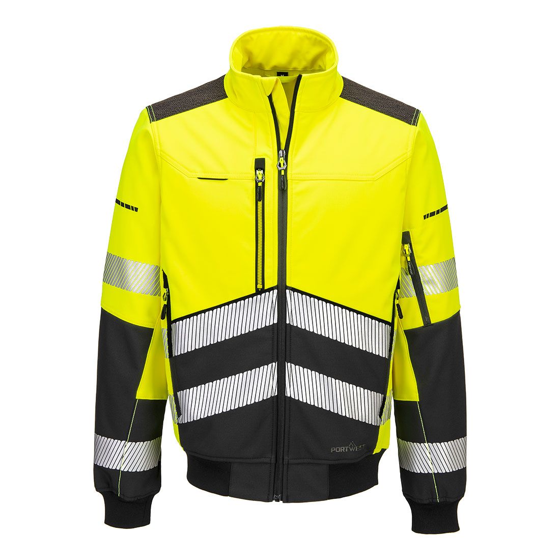 EV4 Hi-Vis Softshell Bomber (3L), L, R, Yellow/Black