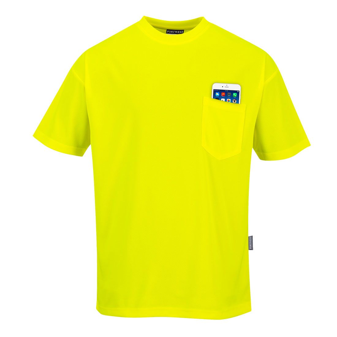 Day-Vis Pocket Short Sleeve T-Shirt, L, R, Yellow