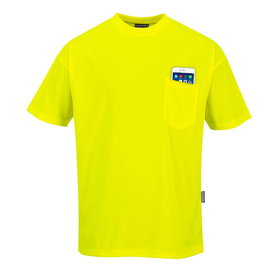 Day-Vis Pocket Short Sleeve T-Shirt, L, R, Yellow