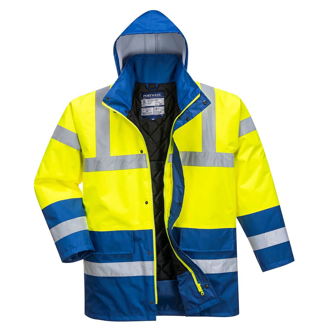 Hi-Vis Contrast Winter Traffic Jacket , 4XL, , Yellow/Royal
