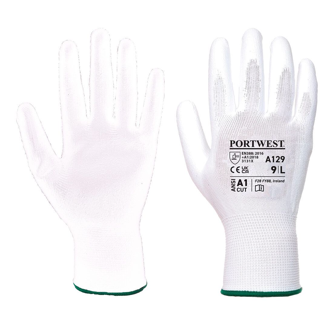 PU Palm Glove - Carton (480 Pairs), M, R, White