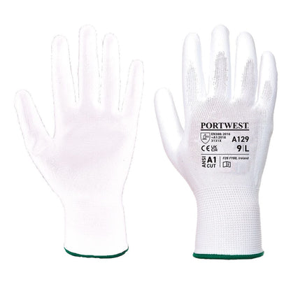 PU Palm Glove - Carton (480 Pairs), M, R, White