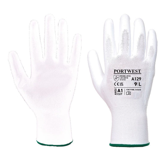PU Palm Glove - Carton (480 Pairs), M, R, White