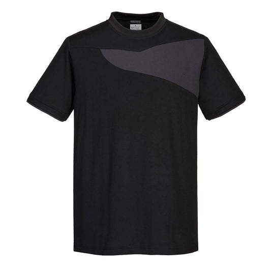 PW2 Cotton Comfort T-Shirt S/S, M, R, Black/Zoom Grey