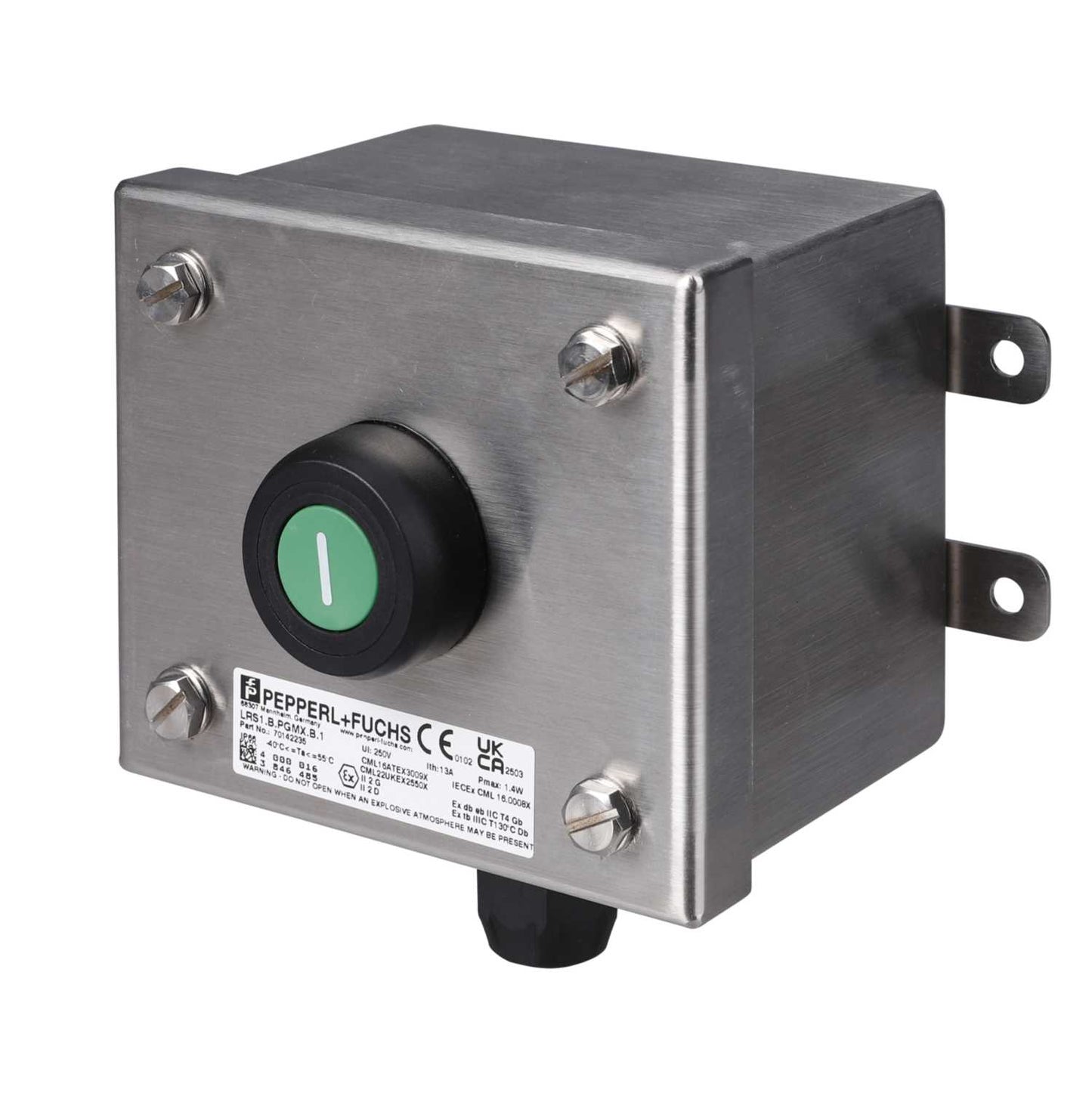 Pepperl & Fuchs 1 Way Green Pushbutton Ex Control Unit Stainless Steel