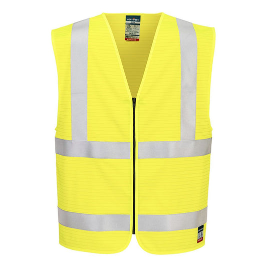 Bizflame Hi-Vis FR Zip Vest, L/XL, R, Yellow