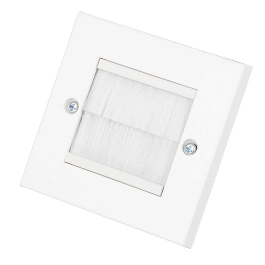 Philex 1 Gang Cable Outlet Plate White Brushes