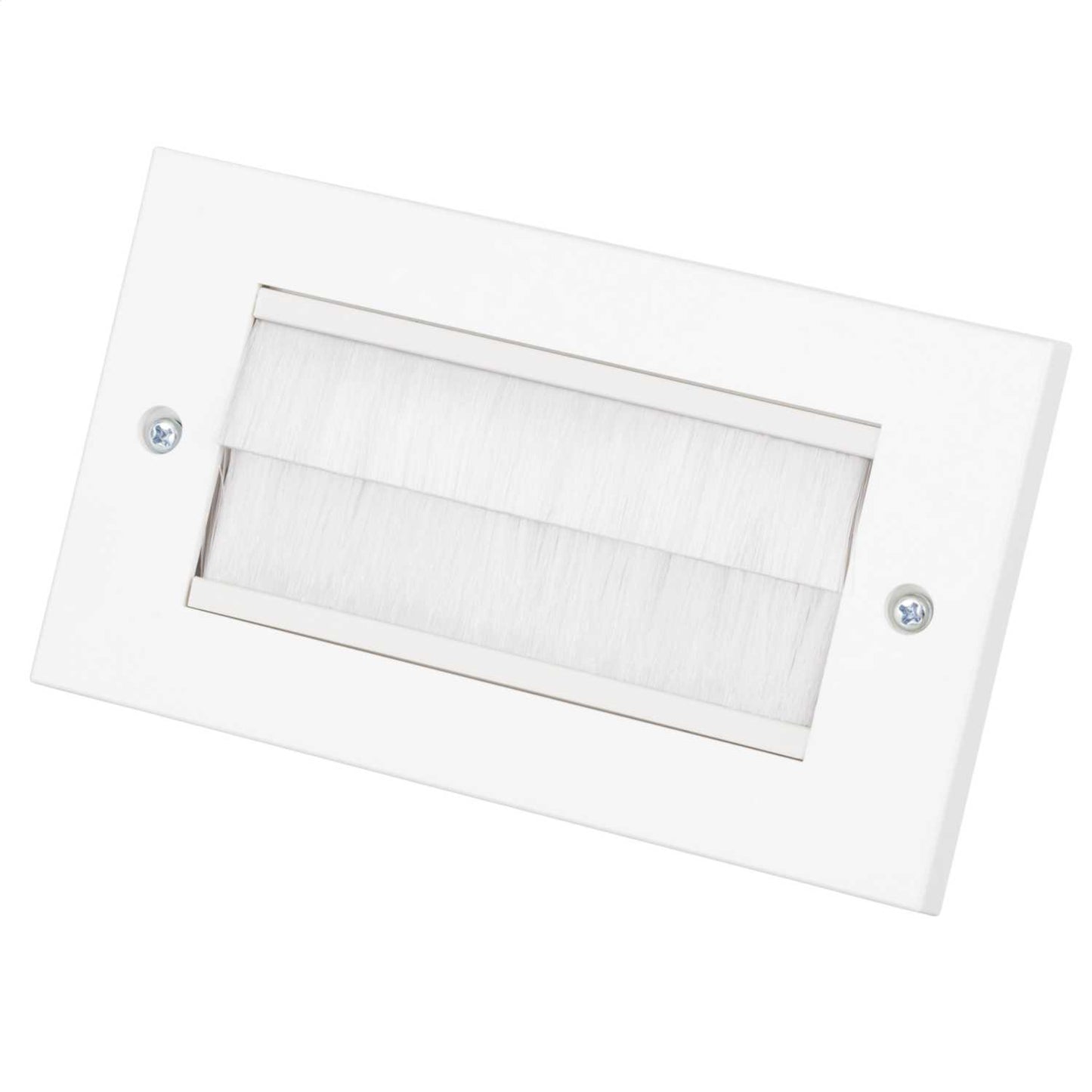 Philex 2 Gang Cable Outlet Plate White Brushes