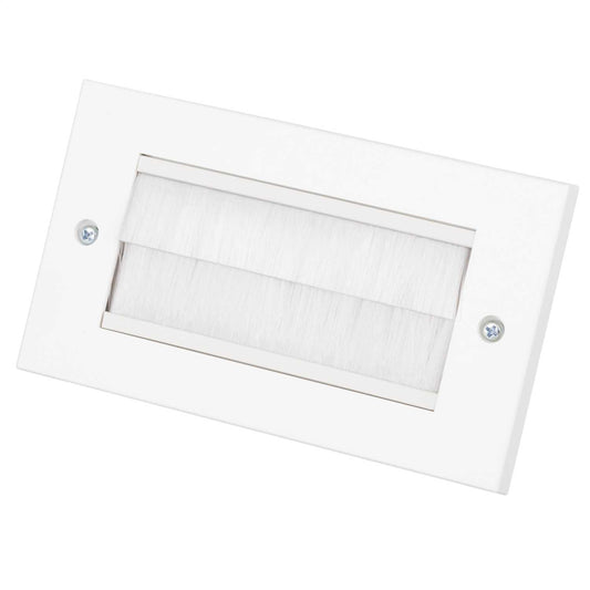 Philex 2 Gang Cable Outlet Plate White Brushes