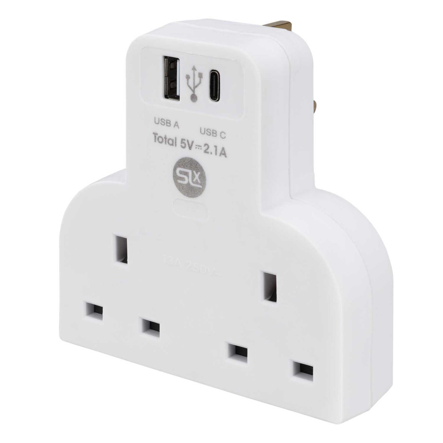 Philex SLx 13A 2 Gang Socket Adaptor with Dual USB