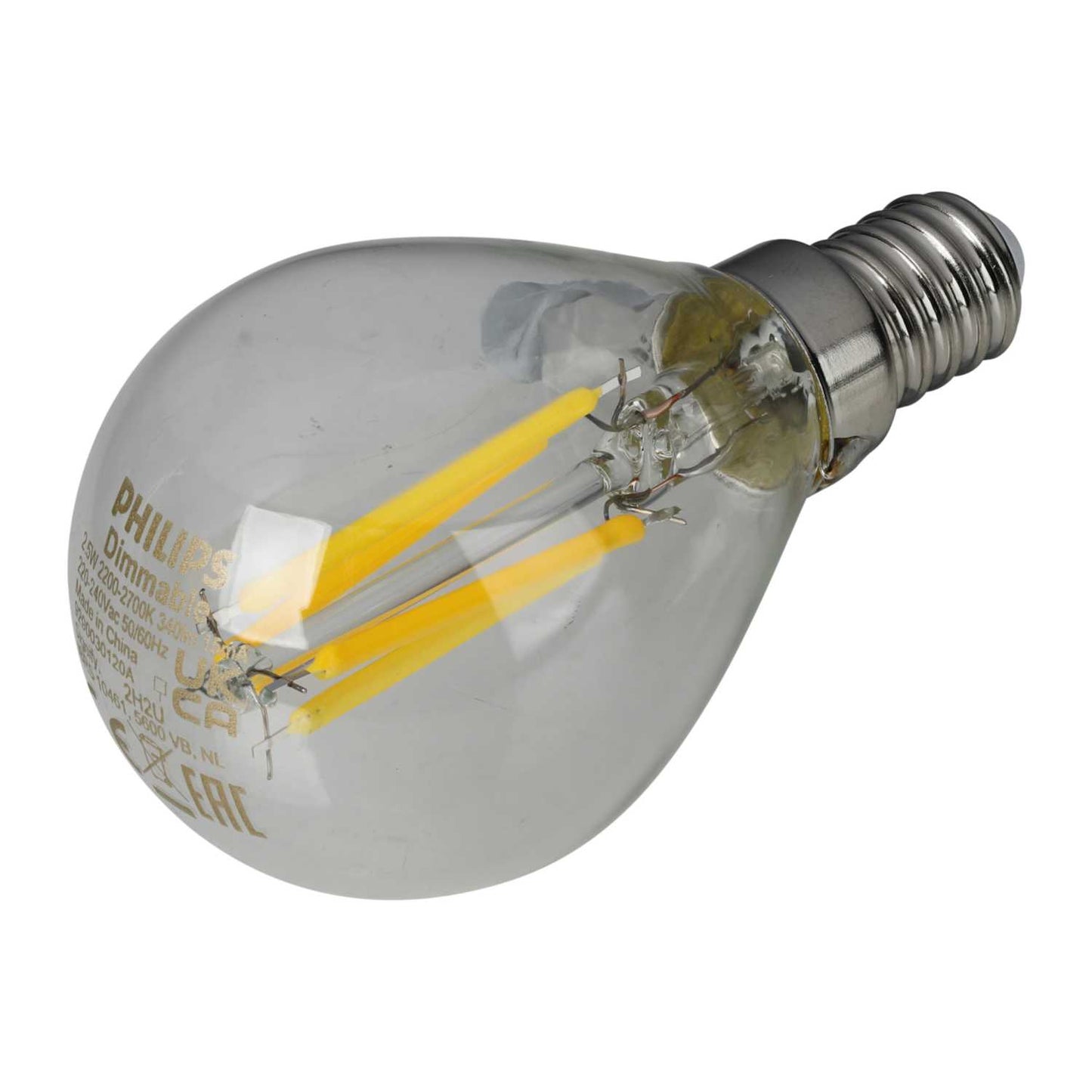Philips Master Glass DimTone 2.5W SES LED Dimmable Filament Golf Ball Lamp 2200 - 2700K