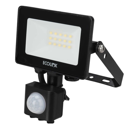 Ecolink 10W LED Floodlight with PIR Black 4000K