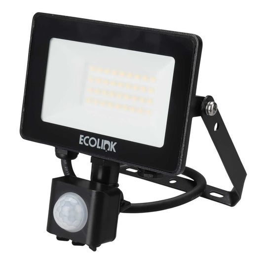 Ecolink 20W LED Floodlight with PIR Black 4000K