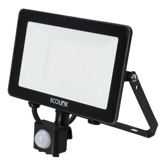 Ecolink 30W LED Floodlight with PIR Black 4000K