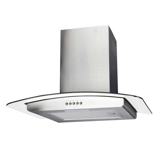 Statesman 60cm Curved Glass Chimney Cooker Hood Silver