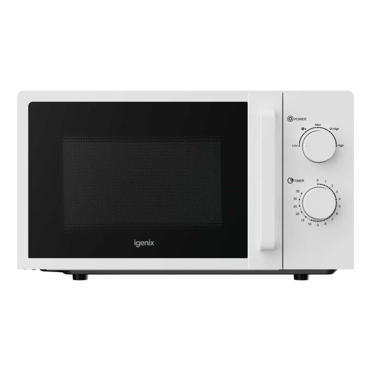 Igenix 20L 800W Manual Microwave White with Stainless Steel Cavity