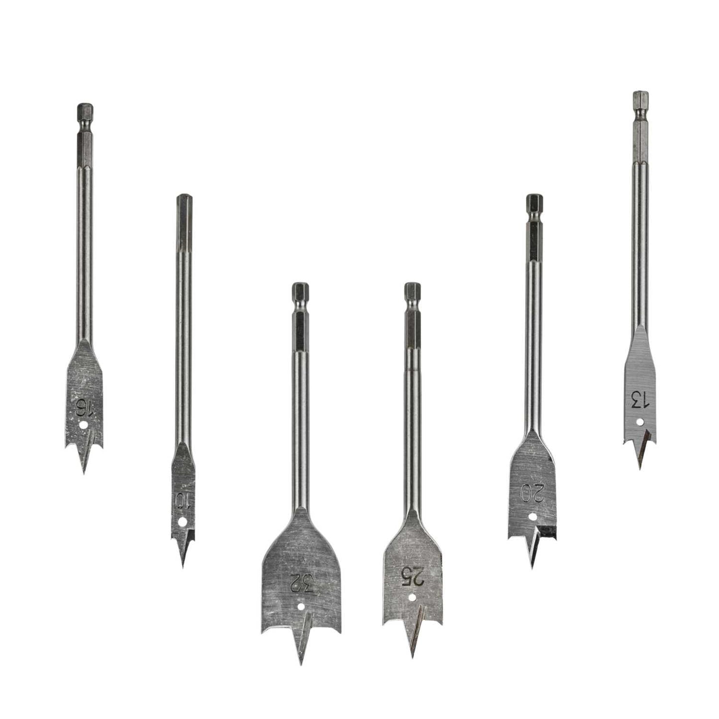 Pioneer Tools 6 Piece 10mm to 32mm Flat Wood Bit Set