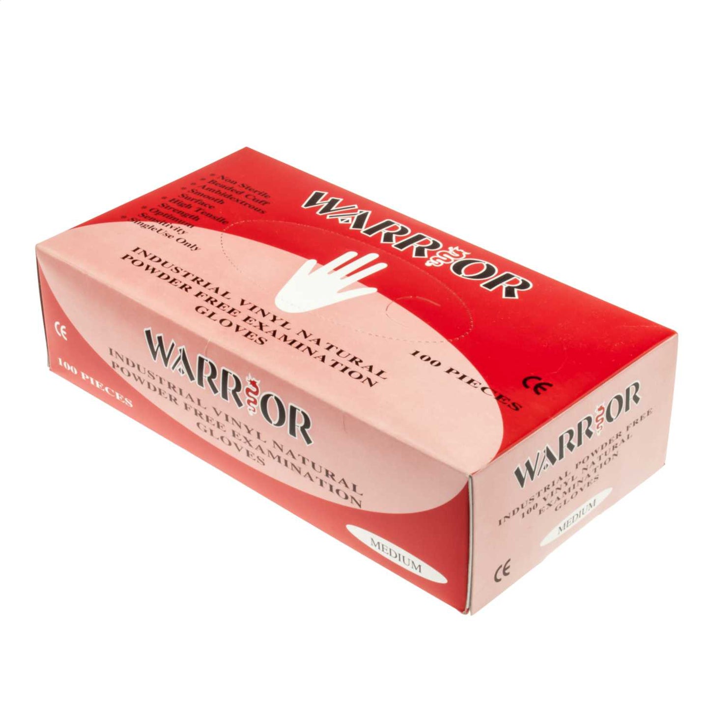 Warrior Large Vinyl Gloves with Beaded Cuffs (Pack of 100)