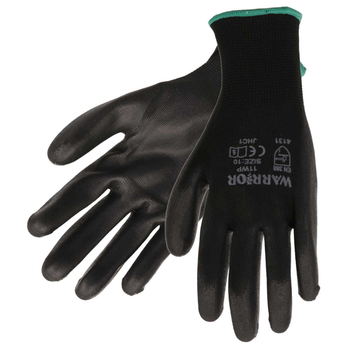 Warrior One Size Polyurethane Palm Gloves Black
