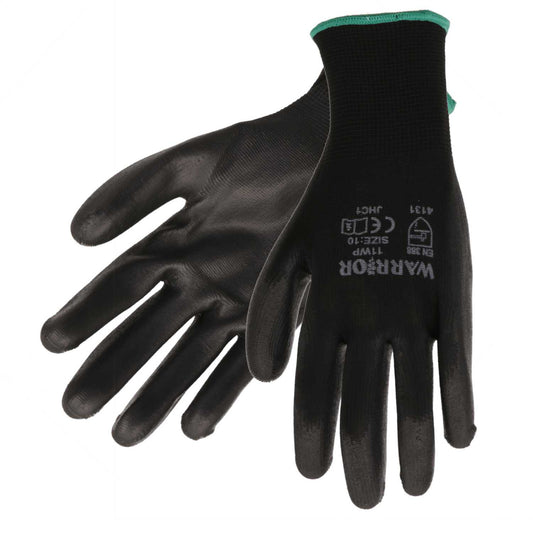 Warrior One Size Polyurethane Palm Gloves Black