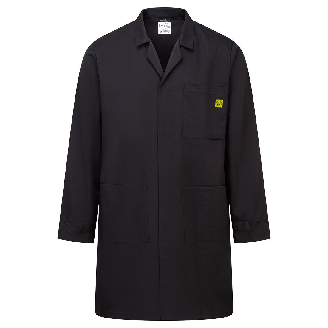 Anti-Static ESD Coat, 4XL, R, Black