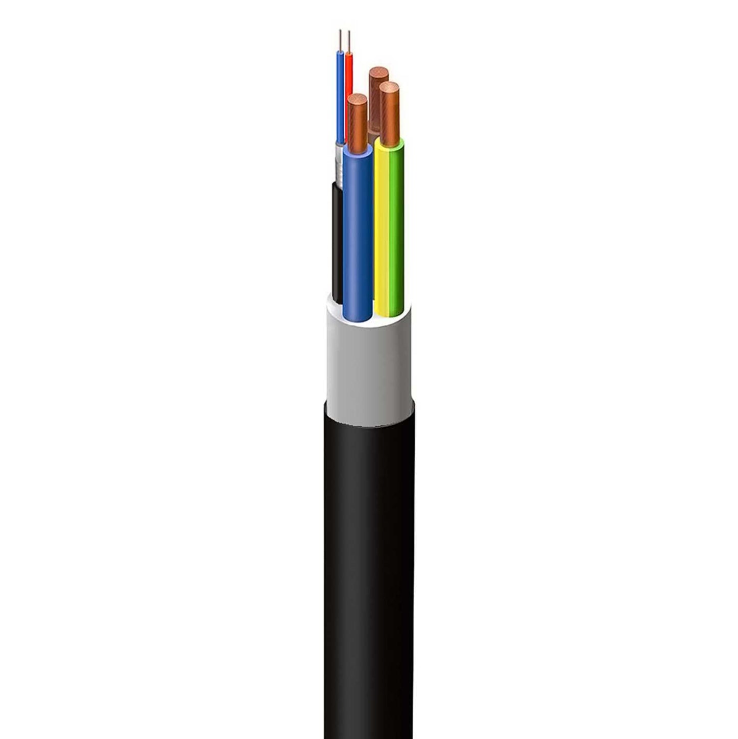 6mm² 3 Core + 1 Pair Screened Lszh EV Cable Black (Cut Length Sold By The Metre)