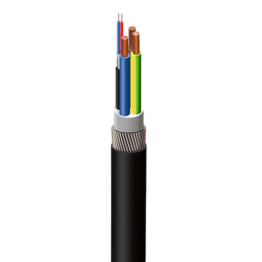 6mm² 3 Core 1 Pair Screened SWA Lszh EV Cable Black (Cut Length Sold By The Metre)