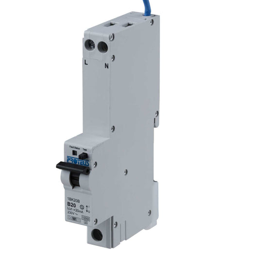 Proteus 20A Double Pole 1 Module Bidirectional B Curve 10kA 30mA Type B Rcbo