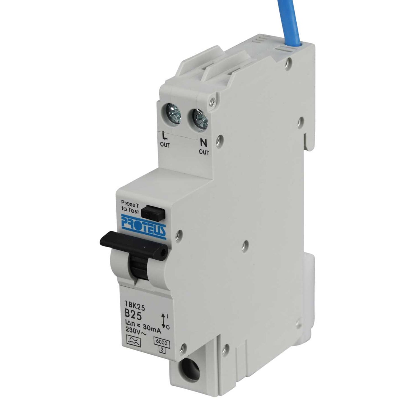 Proteus 25A Double Pole 1 Module Bidirectional B Curve 6kA 30mA Type A Compact Rcbo