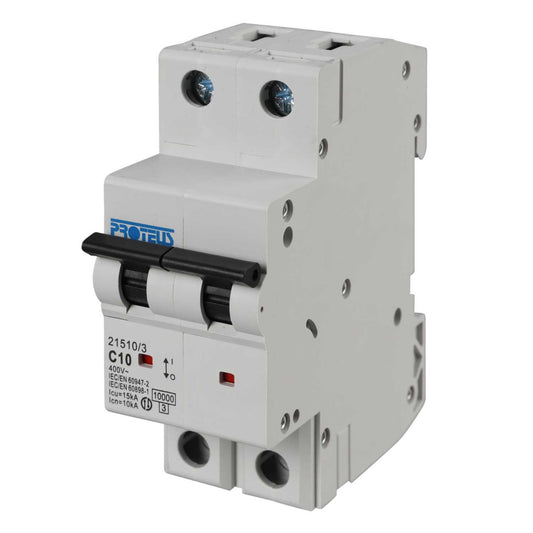 Proteus 10A Double Pole 15kA C Curve MCB