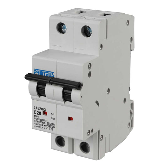 Proteus 20A Double Pole 15kA C Curve MCB
