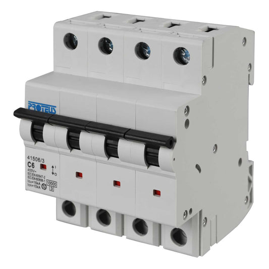 Proteus 6A Four Pole 15kA C Curve MCB