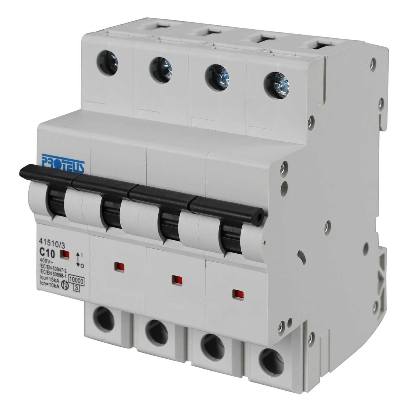 Proteus 10A Four Pole 15kA C Curve MCB