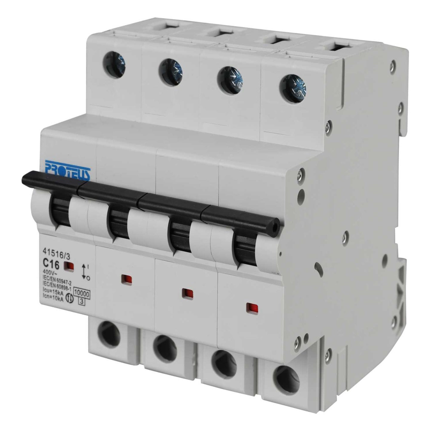 Proteus 16A Four Pole 15kA C Curve MCB