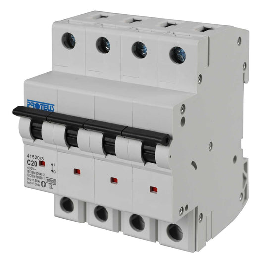 Proteus 20A Four Pole 15kA C Curve MCB