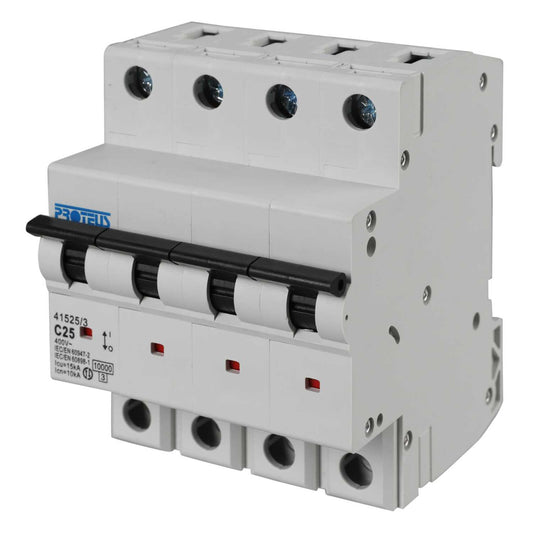 Proteus 25A Four Pole 15kA C Curve MCB