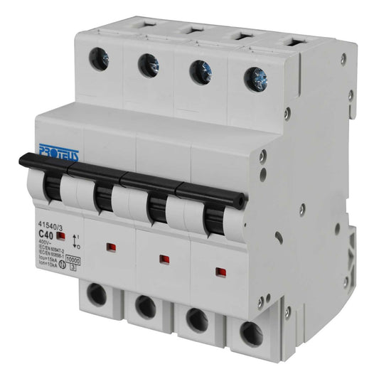 Proteus 40A Four Pole 15kA C Curve MCB