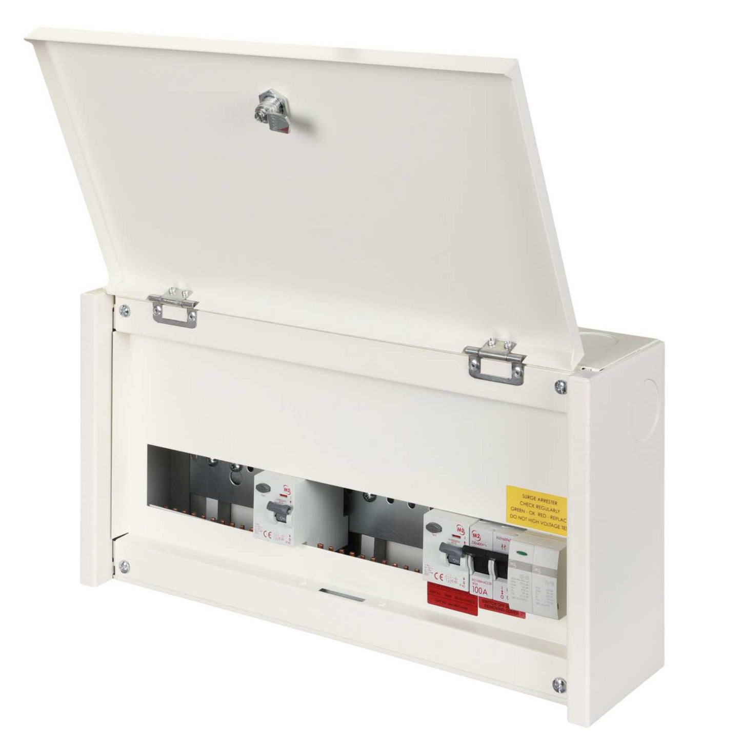 M2 6 + 6 Dual 80A Type A RCD Metal Clad Consumer Unit with Type 1 SPD