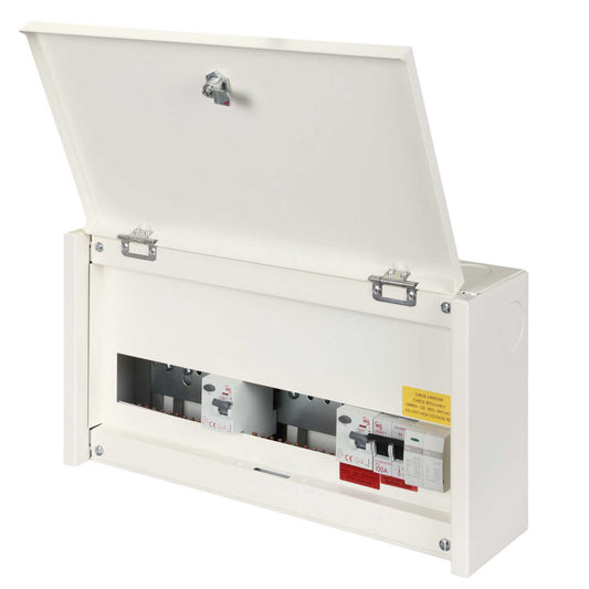 M2 6 + 6 Dual 80A Type A RCD Metal Clad Consumer Unit with Type 1 SPD
