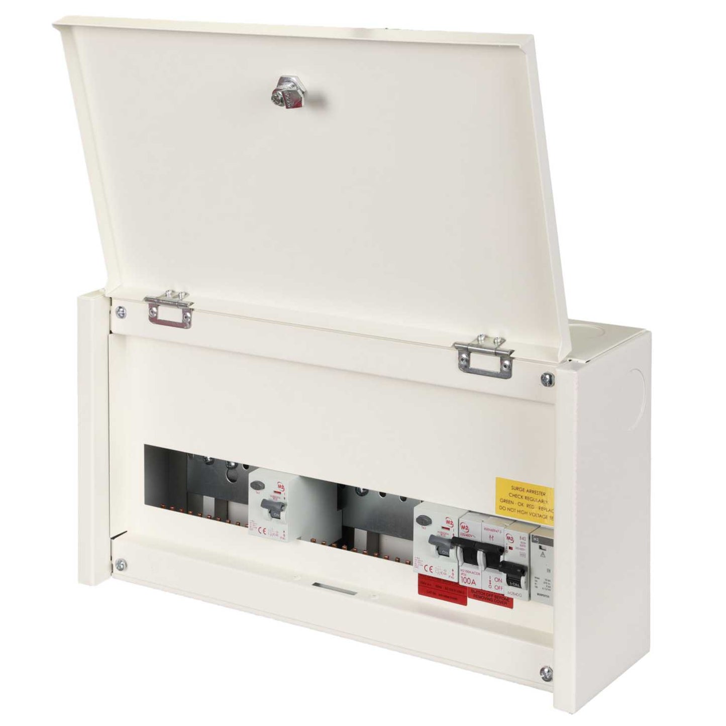 M2 6 + 6 Dual 80A Type A RCD Metal Clad Consumer Unit with Type 2+3 SPD