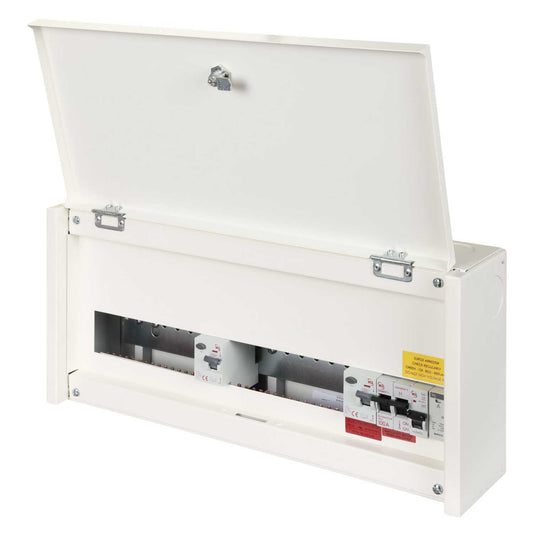 M2 8 + 8 Dual 80A Type A RCD Metal Clad Consumer Unit with Type 2+3 SPD