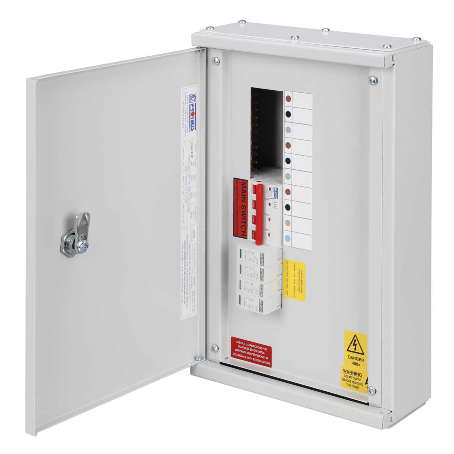 Proteus 2 Way TP+N Type B Vertical Distribution Board with 100A Incomer and Type 2 SPD