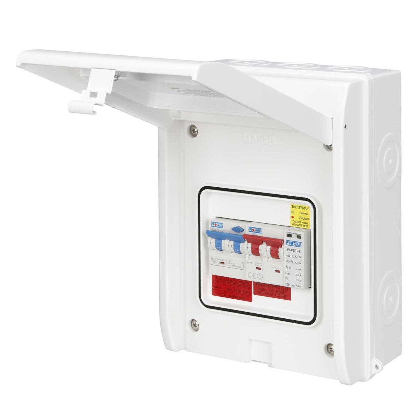 Proteus EV 40A EV Metal Clad IP65 Distribution Board with Type 2 SPD