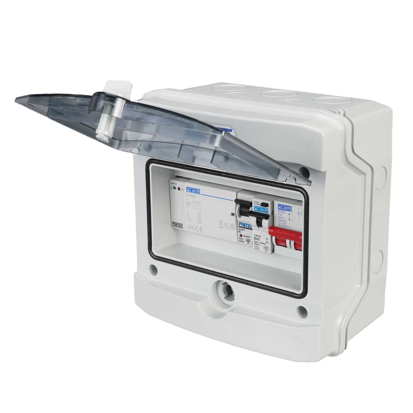 Proteus EV 40A 16kA EV Distribution Boards with PME Fault Detection IP65