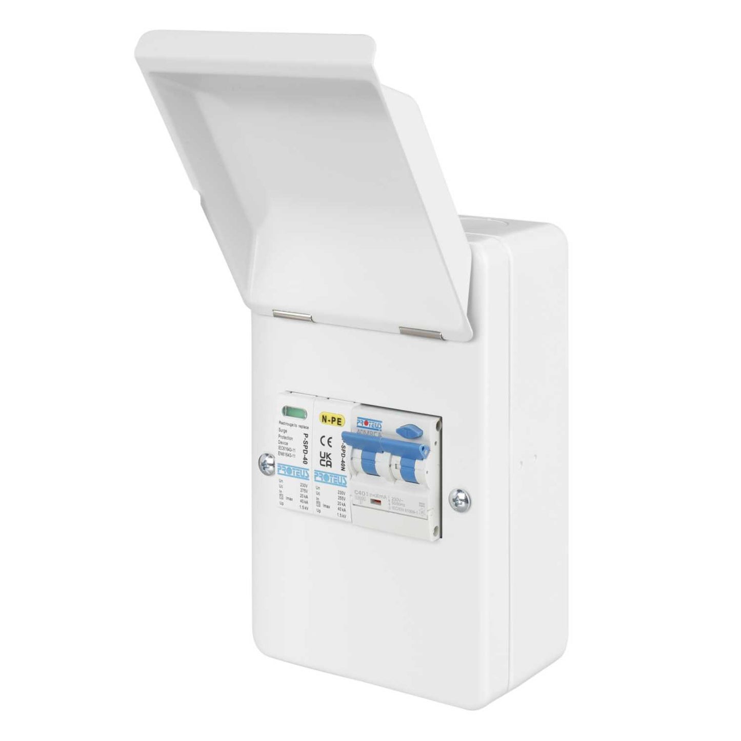 Proteus EV 40A EV Metal Clad Distribution Board with C Curve Rcbo & Type 2 SPD