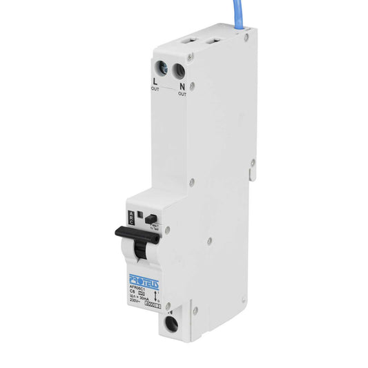 Proteus 6A Double Pole 1 Module Bidirectional C Curve 6kA 30mA Type A Afdd / Rcbo