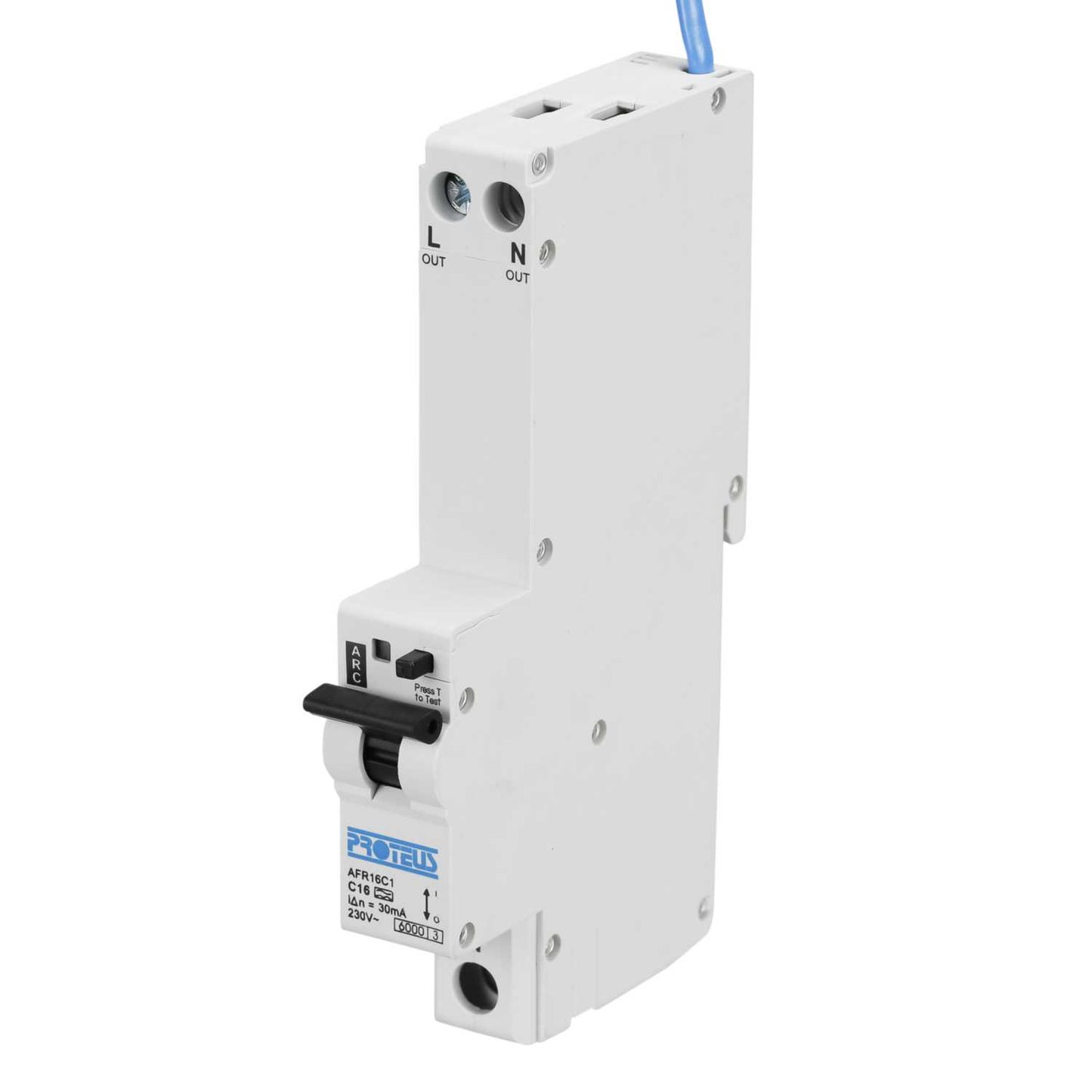 Proteus 16A Double Pole 1 Module Bidirectional C Curve 6kA 30mA Type A Afdd / Rcbo