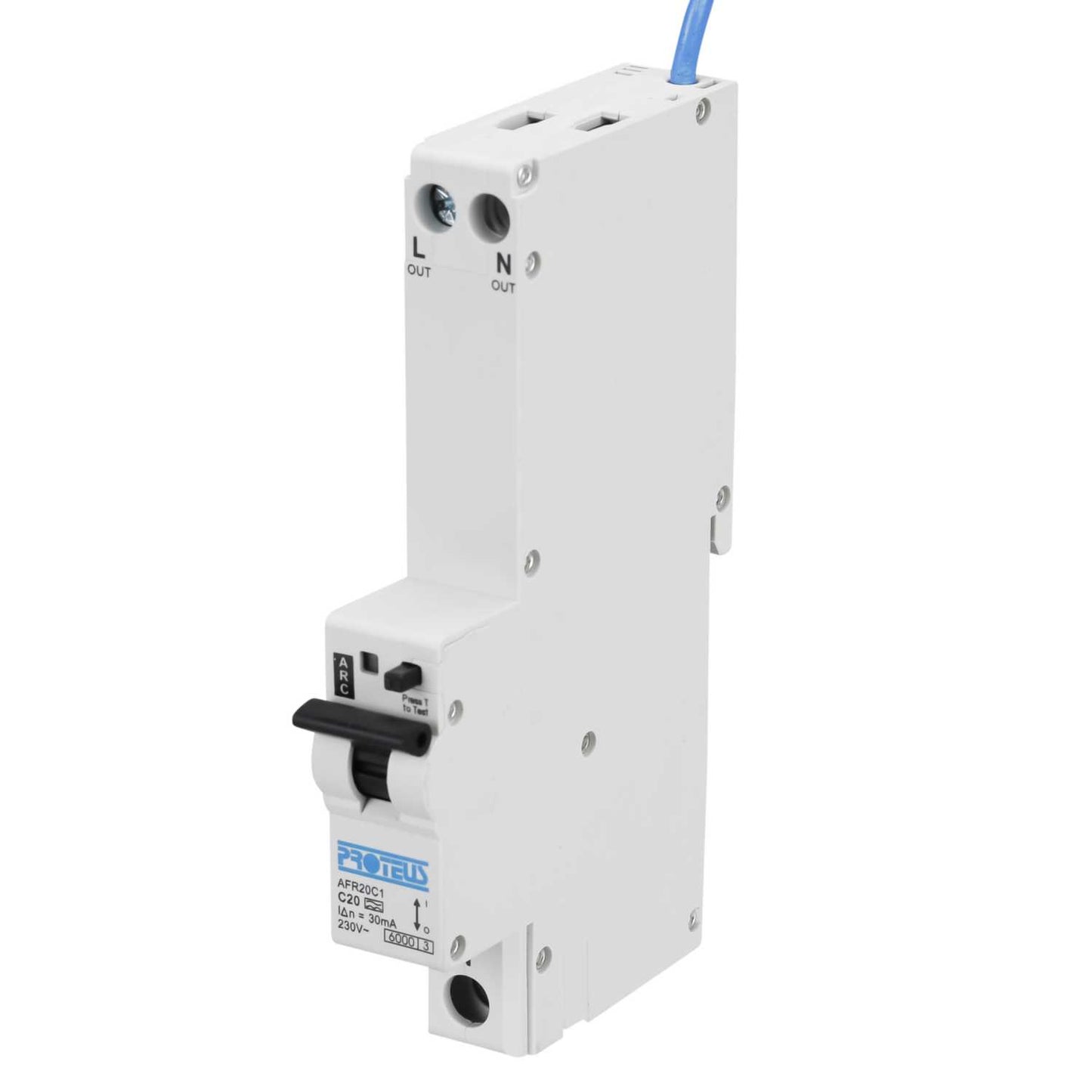 Proteus 20A Double Pole 1 Module Bidirectional C Curve 6kA 30mA Type A Afdd / Rcbo